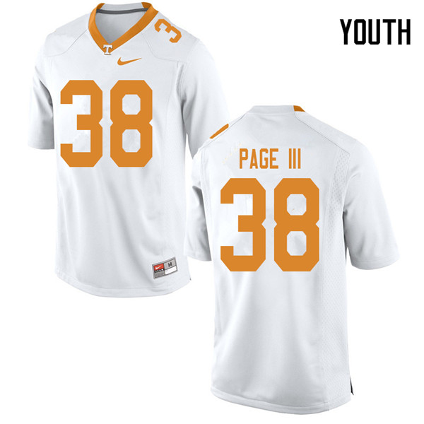 Youth #38 Solon Page III Tennessee Volunteers College Football Jerseys Sale-White